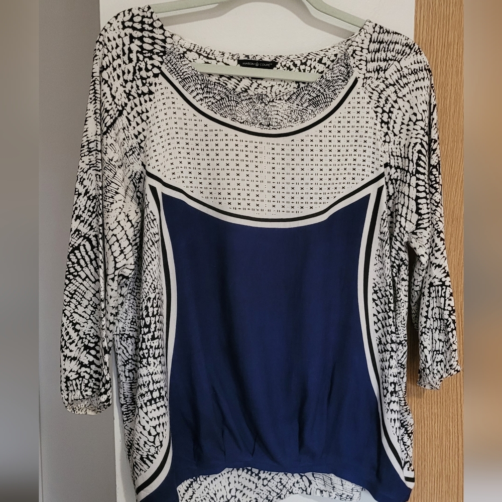 Geometric Print Rayon Blouse Top Shirt Boho
